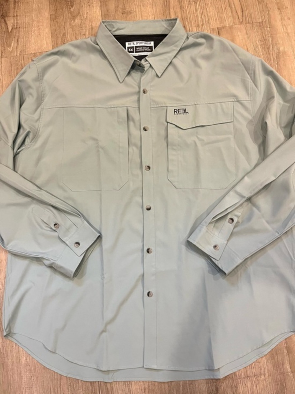 Reel Legends Men's Button-Down Sporting Shirt in Muted Blue 3X